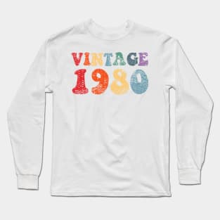 Vintage 1980 Retro Distressed Style Birthday Gift 40th Bday Long Sleeve T-Shirt